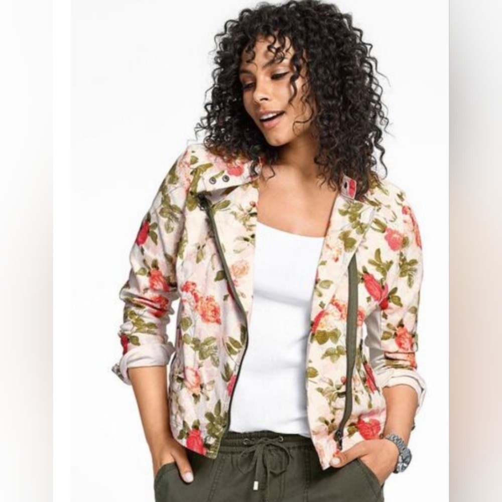 Lane Bryant Floral Jacket - Pink and Green